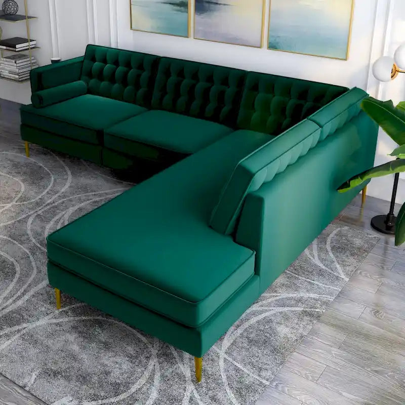 Samt Modernes getuftetes Ecksofa für das Wohnzimmer