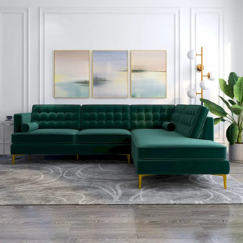 Samt Modernes getuftetes Ecksofa für das Wohnzimmer