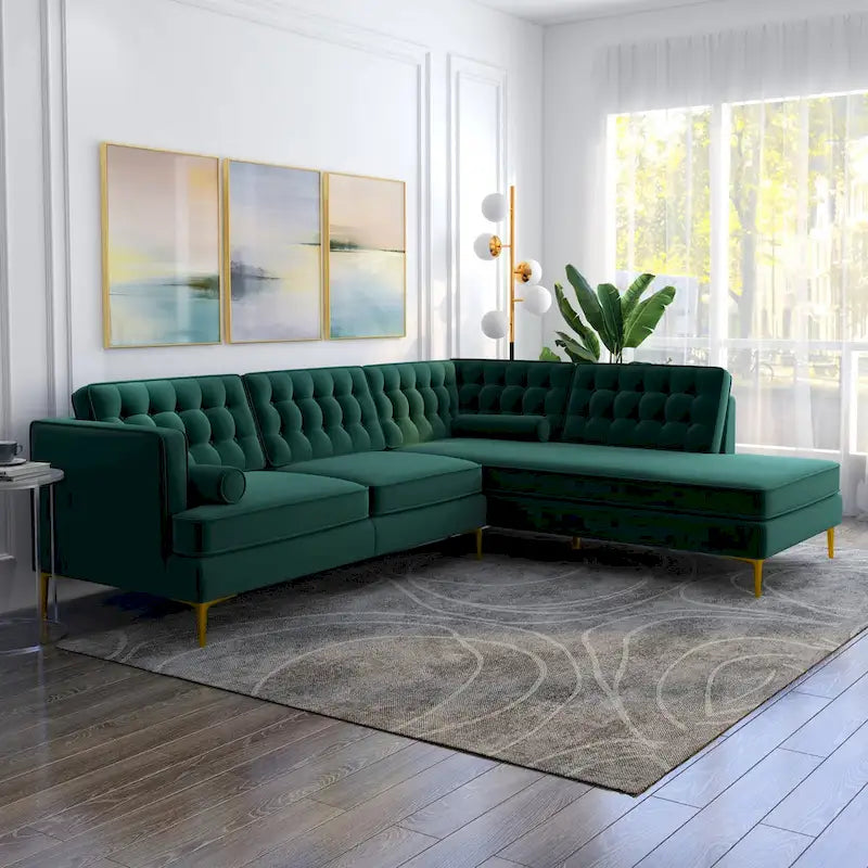 Samt Modernes getuftetes Ecksofa für das Wohnzimmer