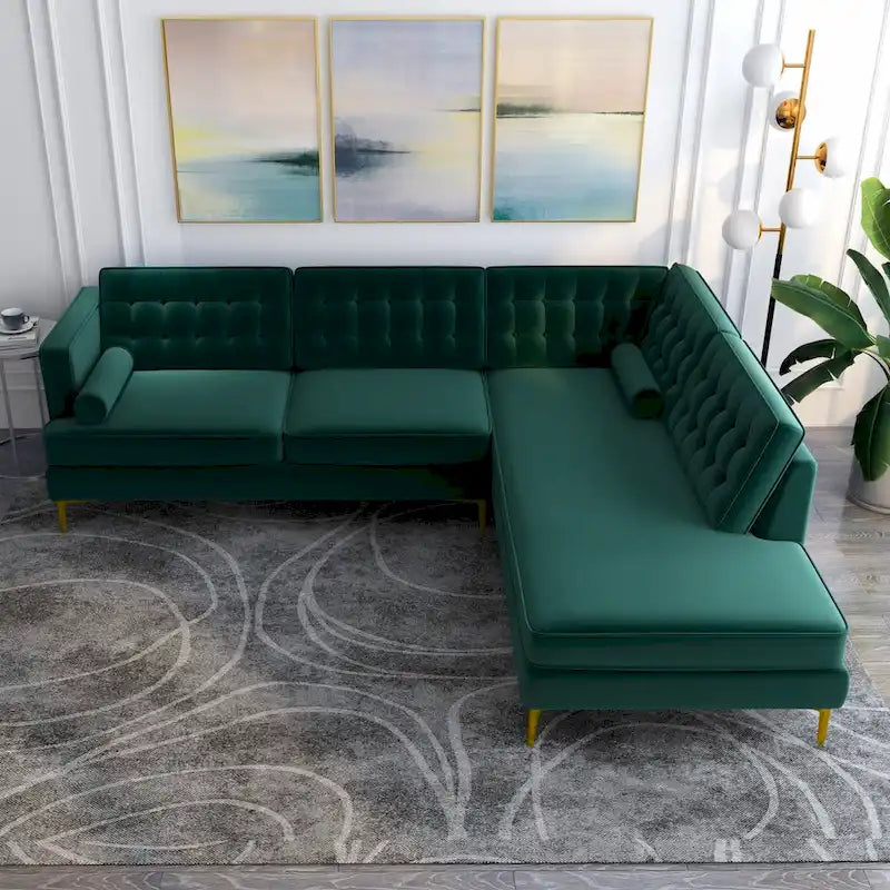 Samt Modernes getuftetes Ecksofa für das Wohnzimmer