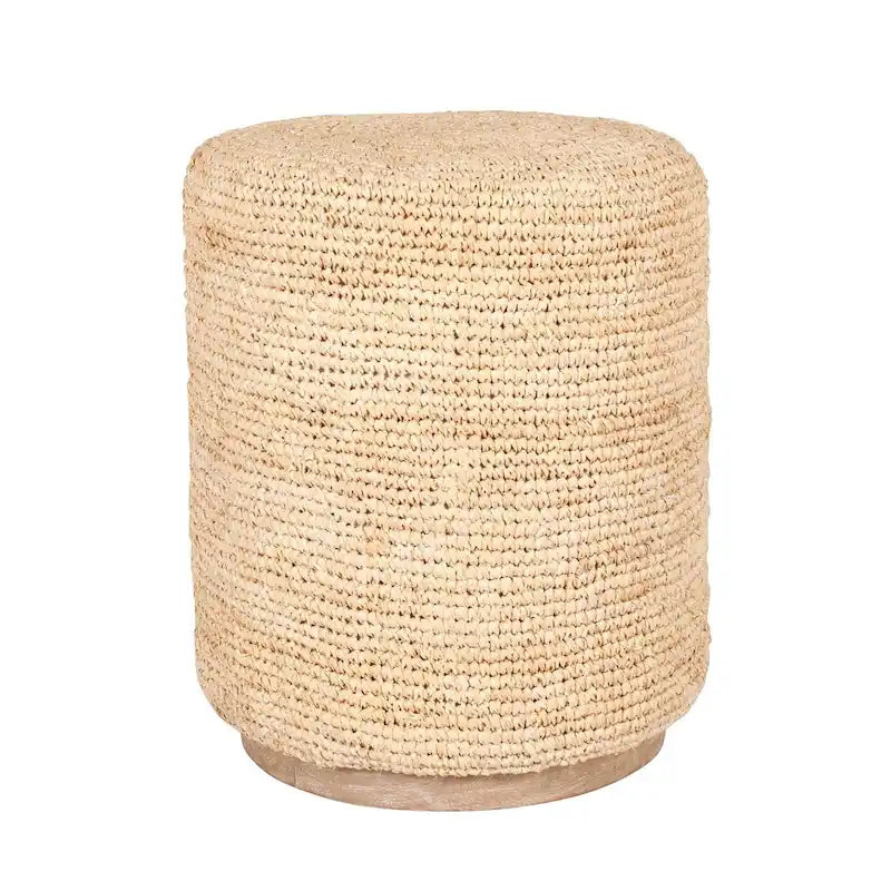 Handgewebter Akzenttisch aus Natur-Raffia