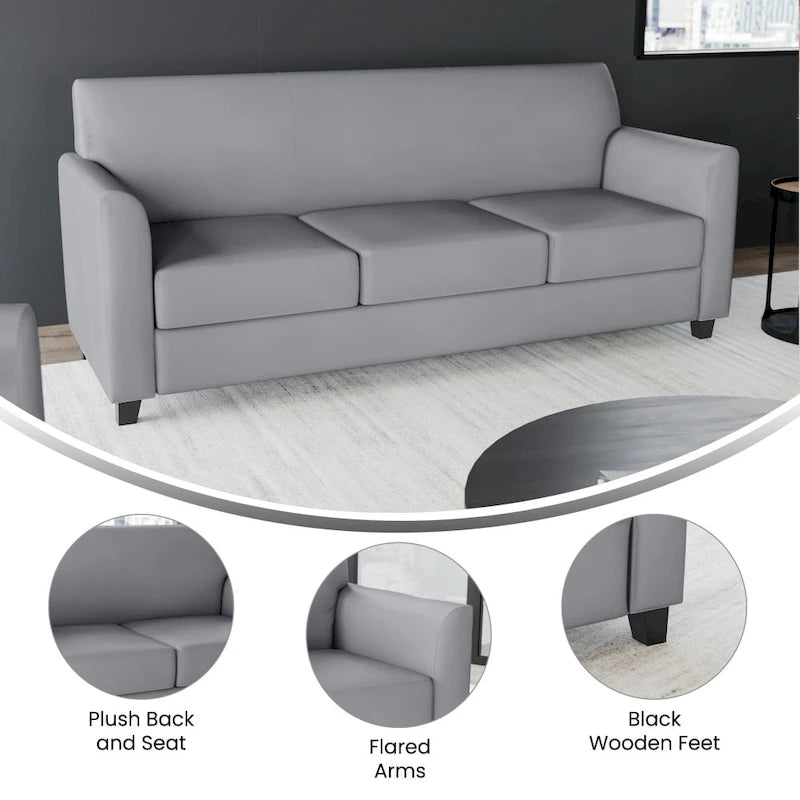 Sofa mit gerader Linienführung, Steppnähten und ausgestellten Armlehnen – 178 B x 74 T x 82 H cm