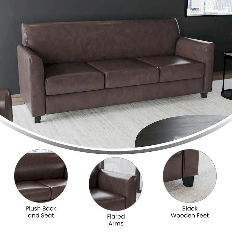 Sofa mit gerader Linienführung, Steppnähten und ausgestellten Armlehnen – 178 B x 74 T x 82 H cm