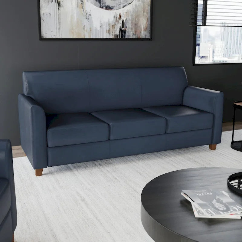 Sofa mit gerader Linienführung, Steppnähten und ausgestellten Armlehnen – 178 B x 74 T x 82 H cm
