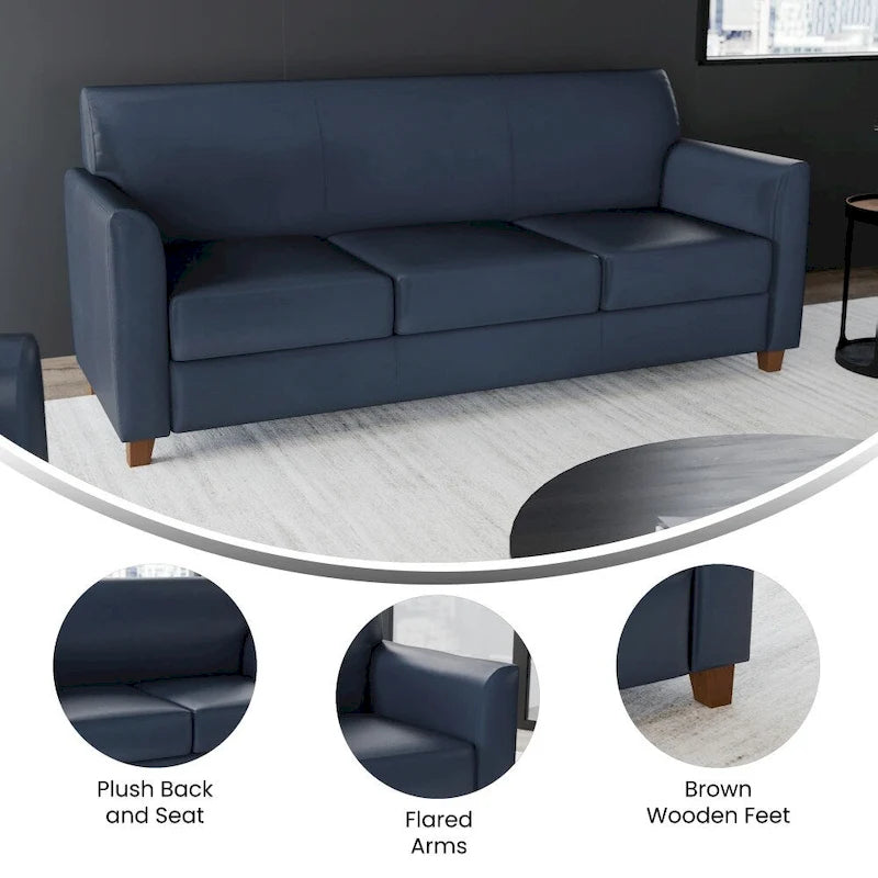Sofa mit gerader Linienführung, Steppnähten und ausgestellten Armlehnen – 178 B x 74 T x 82 H cm