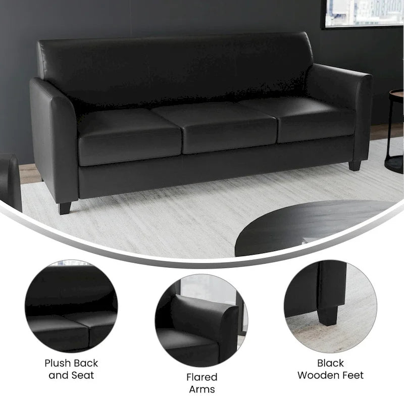 Sofa mit gerader Linienführung, Steppnähten und ausgestellten Armlehnen – 178 B x 74 T x 82 H cm
