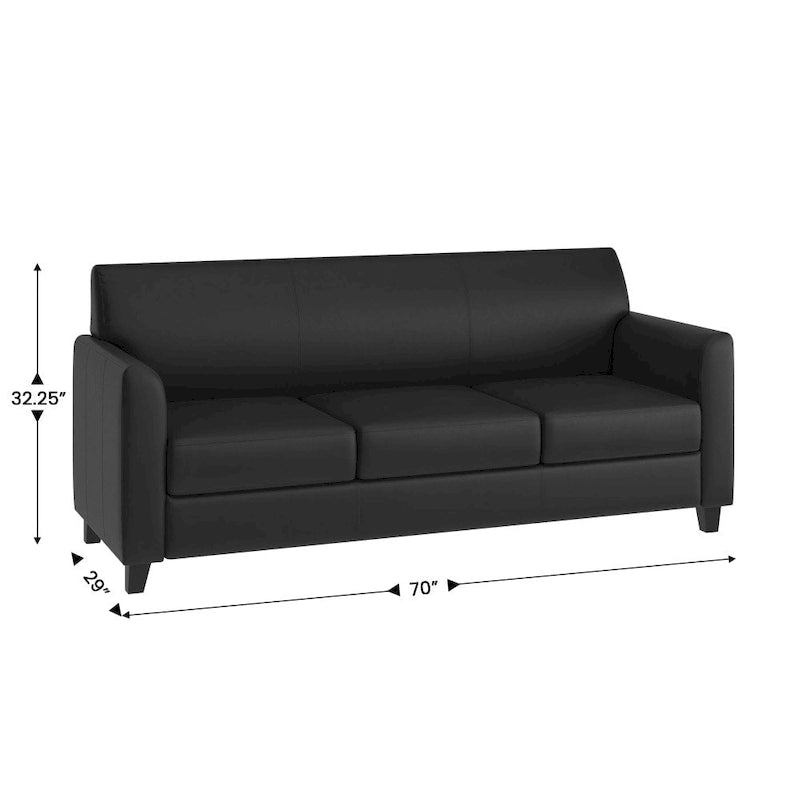 Sofa mit gerader Linienführung, Steppnähten und ausgestellten Armlehnen – 178 B x 74 T x 82 H cm
