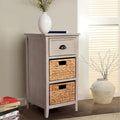 Akzentschrank aus Massivholz und Wasserhyazinthe mit 1 Schublade, Grau