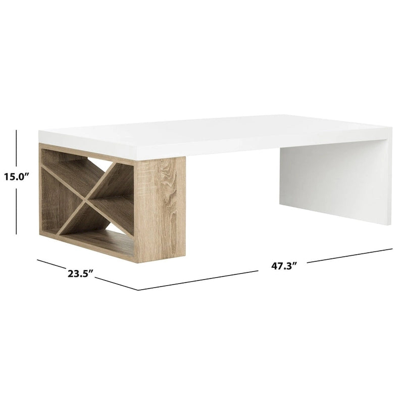 Skandinavischer Beistell-Couchtisch mit Stauraum, Lackiert - 47 x 24 x 15