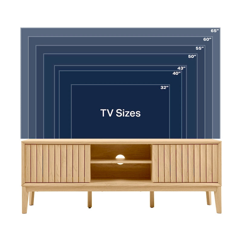 58 Zoll Farmhouse TV-Schrank mit 3 Fächern und Schiebetüren, passend für Fernseher bis 65 Zoll