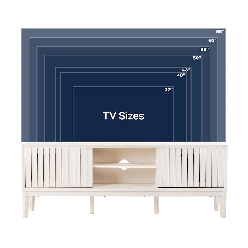 58 Zoll Farmhouse TV-Schrank mit 3 Fächern und Schiebetüren, passend für Fernseher bis 65 Zoll