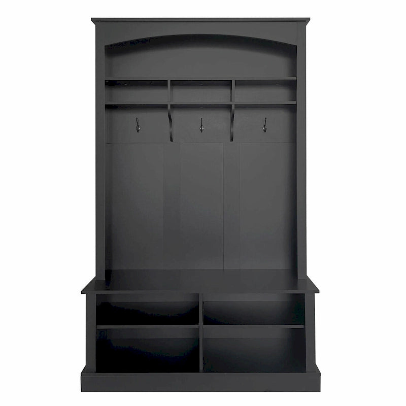 120 cm Garderobe mit Sitzbank, 3 Haken und verstellbarem Schuhregal