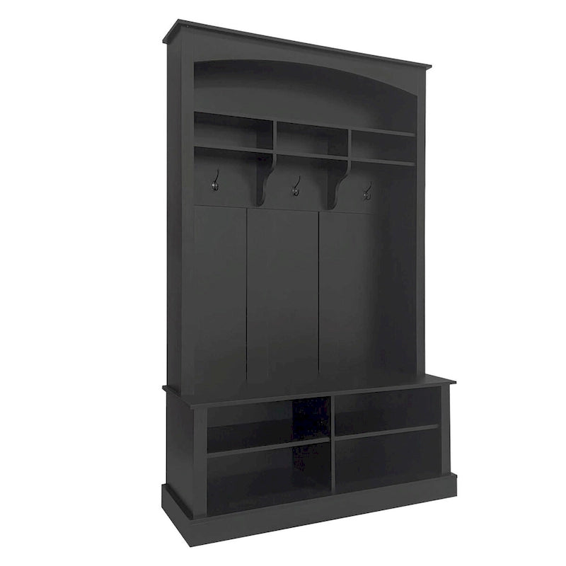 120 cm Garderobe mit Sitzbank, 3 Haken und verstellbarem Schuhregal