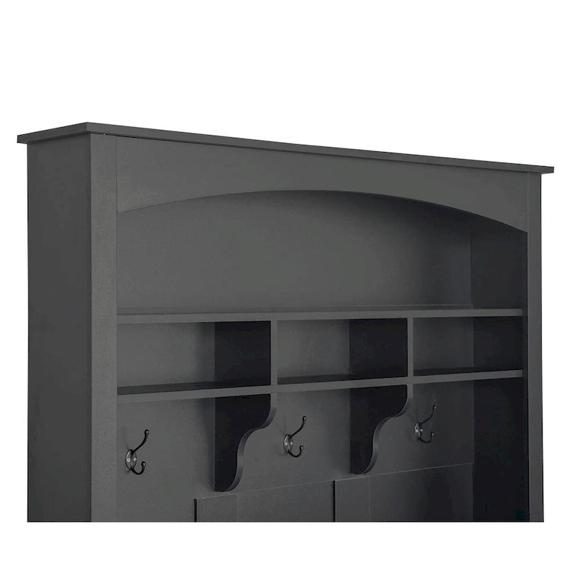 120 cm Garderobe mit Sitzbank, 3 Haken und verstellbarem Schuhregal