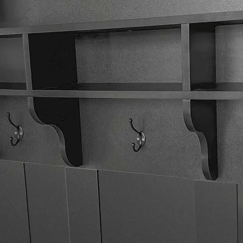 120 cm Garderobe mit Sitzbank, 3 Haken und verstellbarem Schuhregal