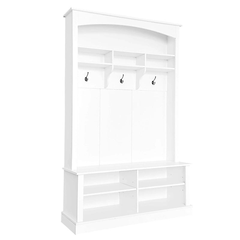 120 cm Garderobe mit Sitzbank, 3 Haken und verstellbarem Schuhregal