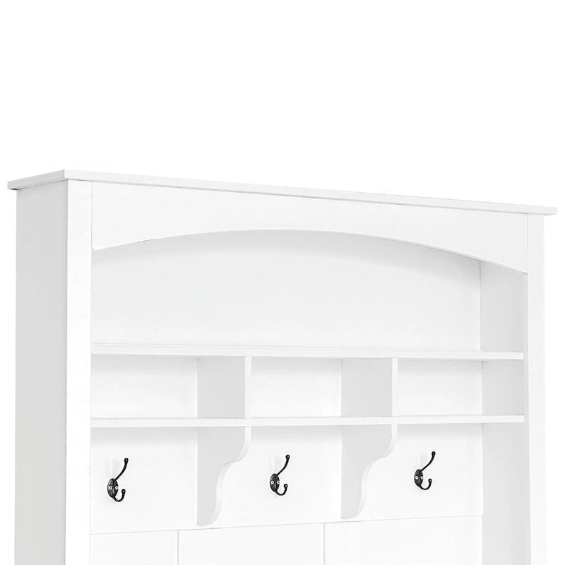 120 cm Garderobe mit Sitzbank, 3 Haken und verstellbarem Schuhregal