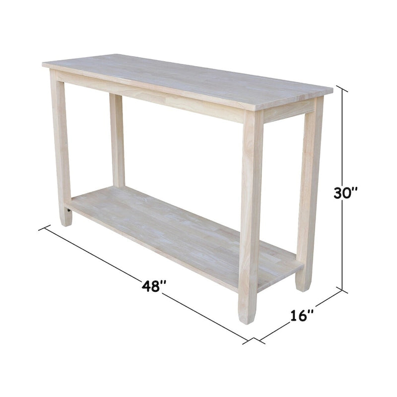 Unfertiger massiver Parawood Sofa-/Server-Tisch mit Ablage unten