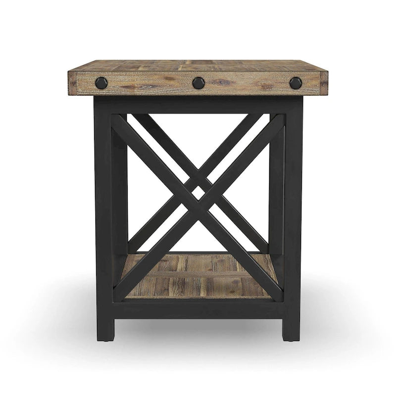 Brauner Beistelltisch aus Holz im rustikalen Industrial Design - 21 x 23 x 25