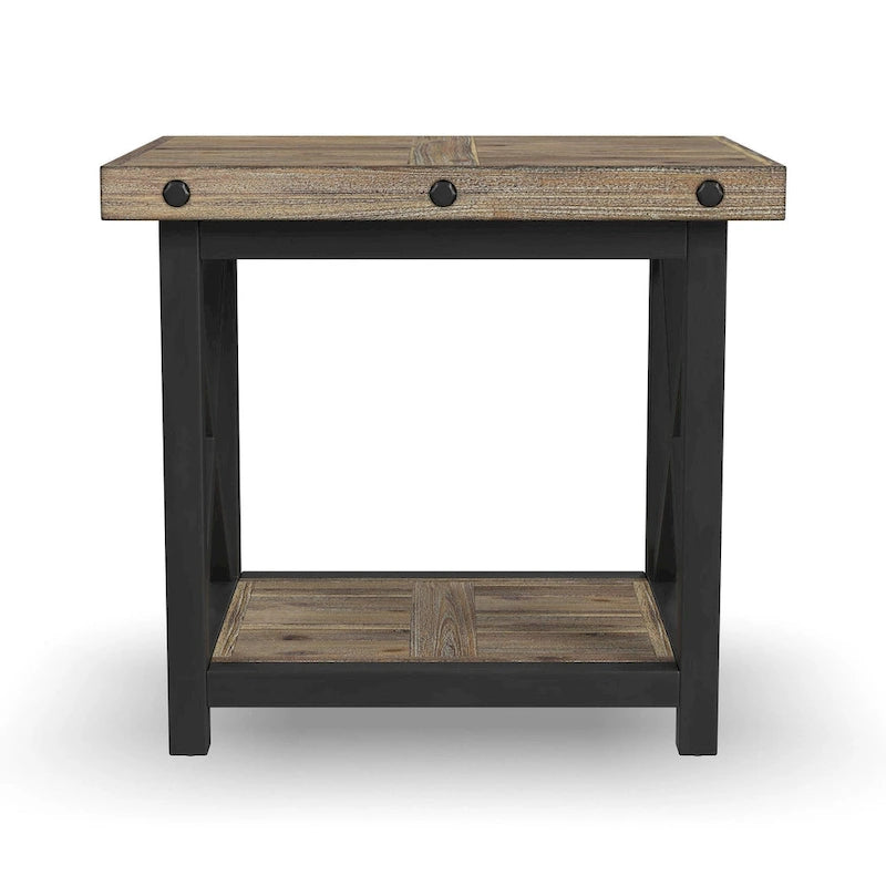 Brauner Beistelltisch aus Holz im rustikalen Industrial Design - 21 x 23 x 25