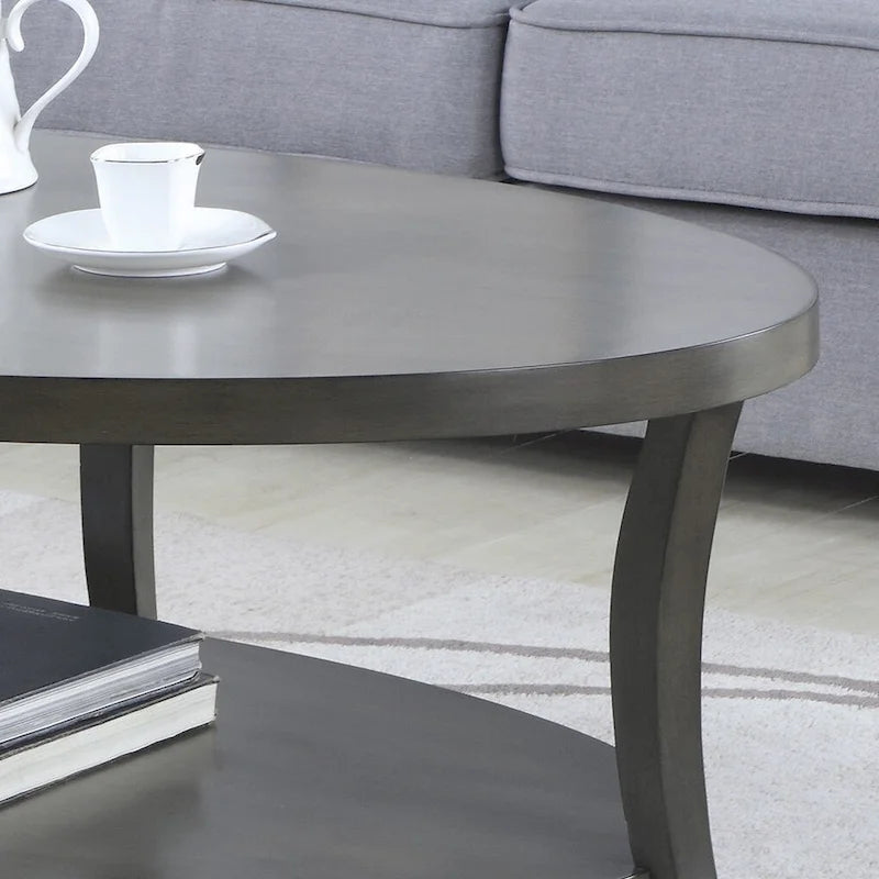 Ovaler Couchtisch aus Birkenholzfurnier mit Ablagefach