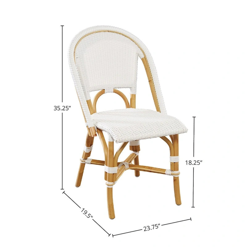 Rattan-Esszimmerstuhl in Weiß, 2er-Set