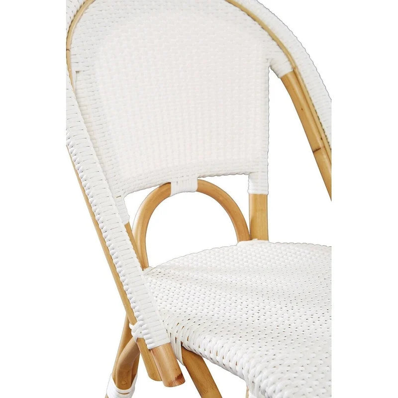 Rattan-Esszimmerstuhl in Weiß, 2er-Set