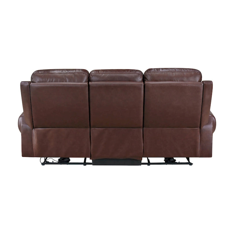 82 Zoll elektrisches Dual-Relaxsofa mit USB-Ladefunktion, braunes Top-Grain-Leder