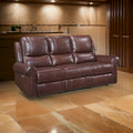 82 Zoll elektrisches Dual-Relaxsofa mit USB-Ladefunktion, braunes Top-Grain-Leder