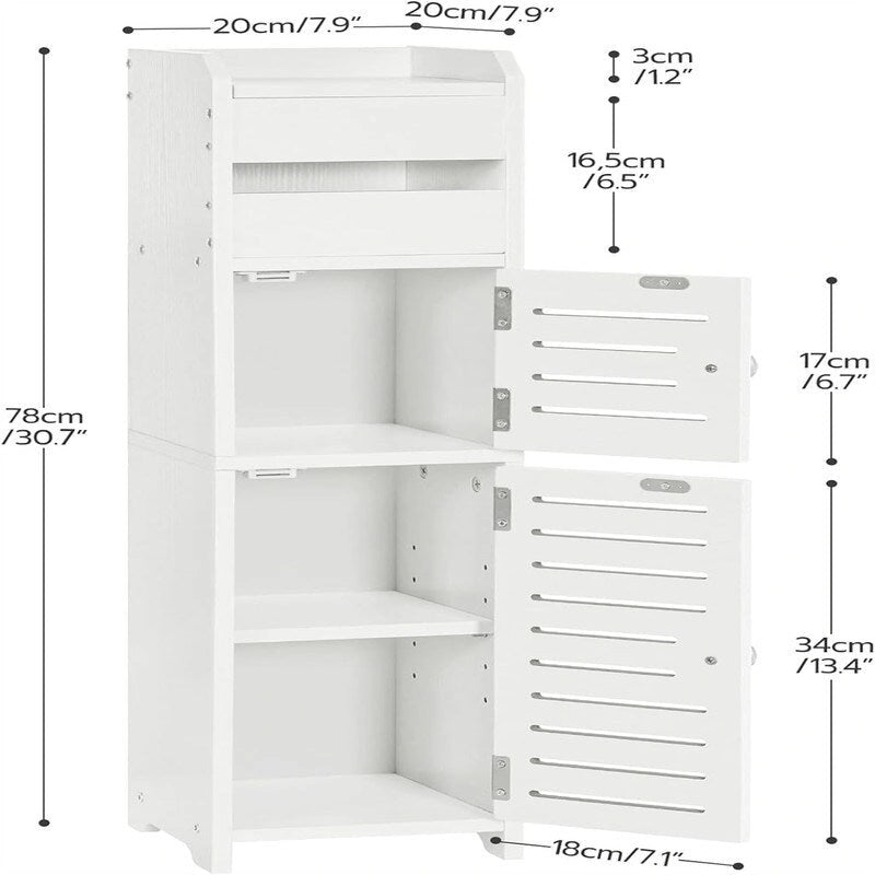 Kleiner Badezimmerschrank mit Tür – 7,9T x 7,9B x 30,7H
