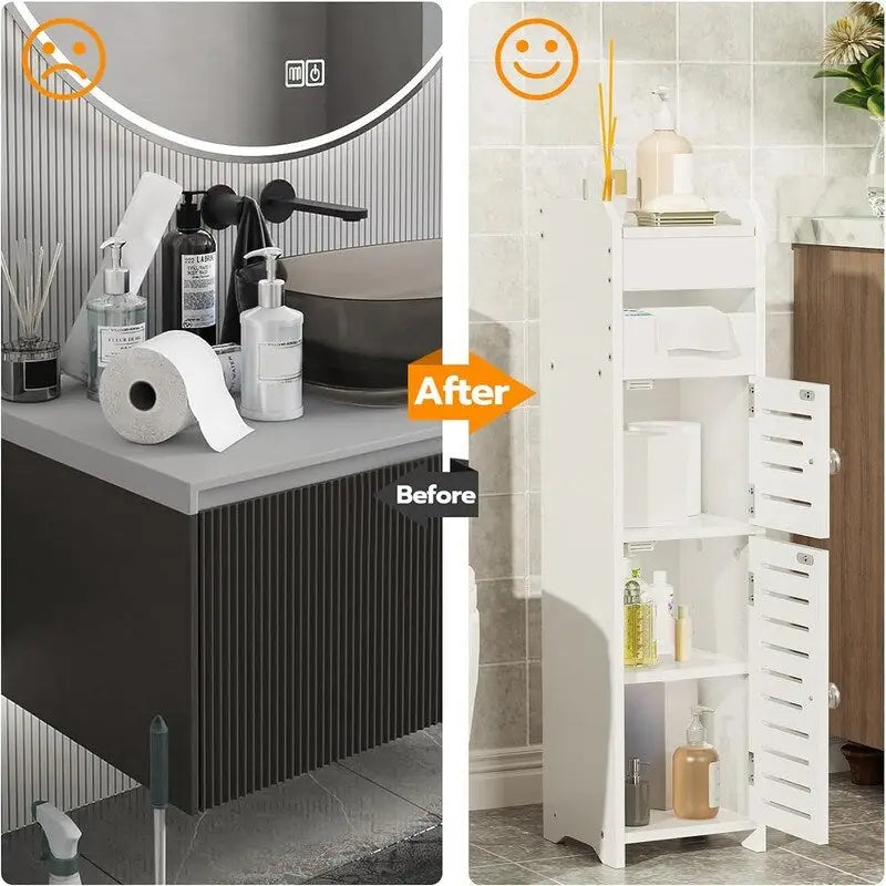 Kleiner Badezimmerschrank mit Tür – 7,9T x 7,9B x 30,7H