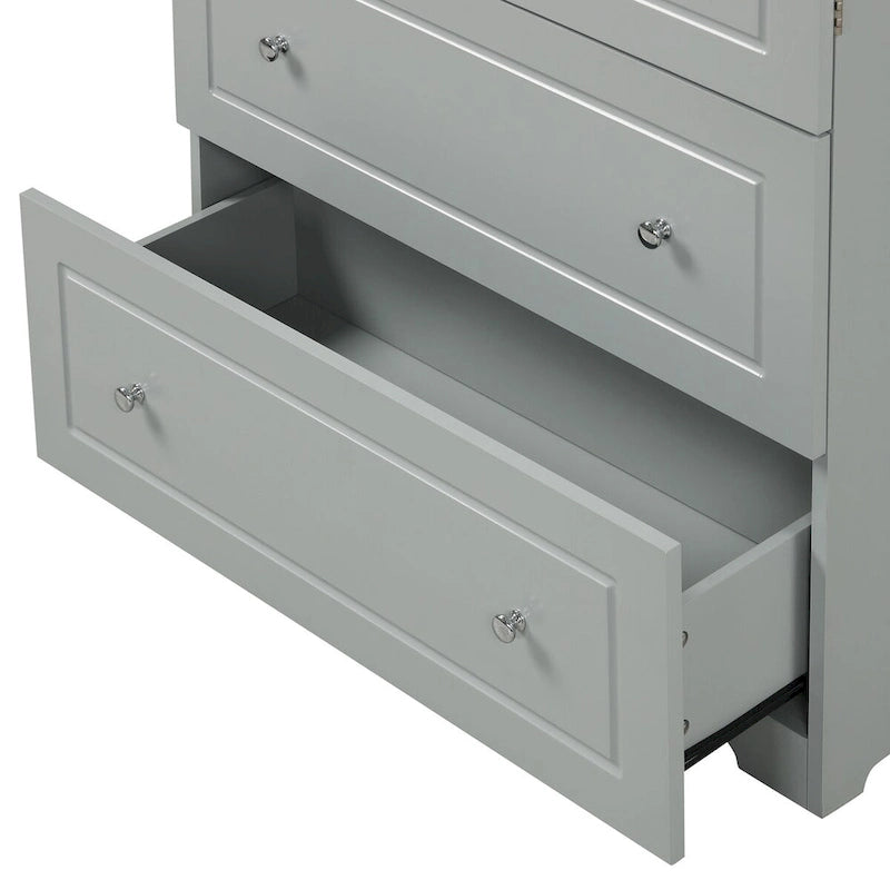Hoher Badezimmerschrank mit 2 Türen und 2 Schubladen