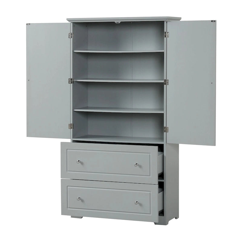 Hoher Badezimmerschrank mit 2 Türen und 2 Schubladen