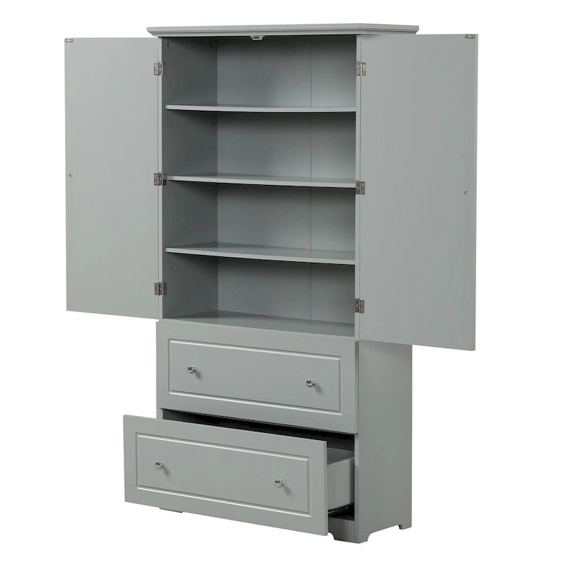 Hoher Badezimmerschrank mit 2 Türen und 2 Schubladen