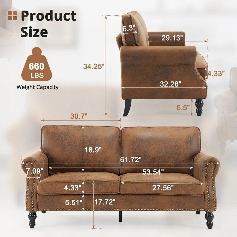Mid-Century Gepolstertes Doppelsitzer-Sofa, Innenbereich