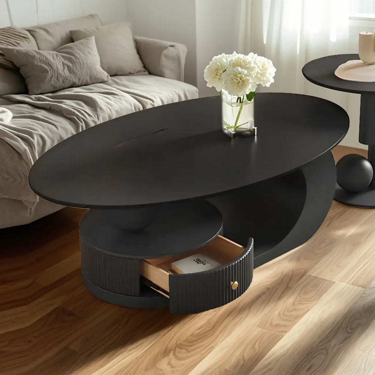 Modern White Stone Top Coffee Table with Scratch Resistant