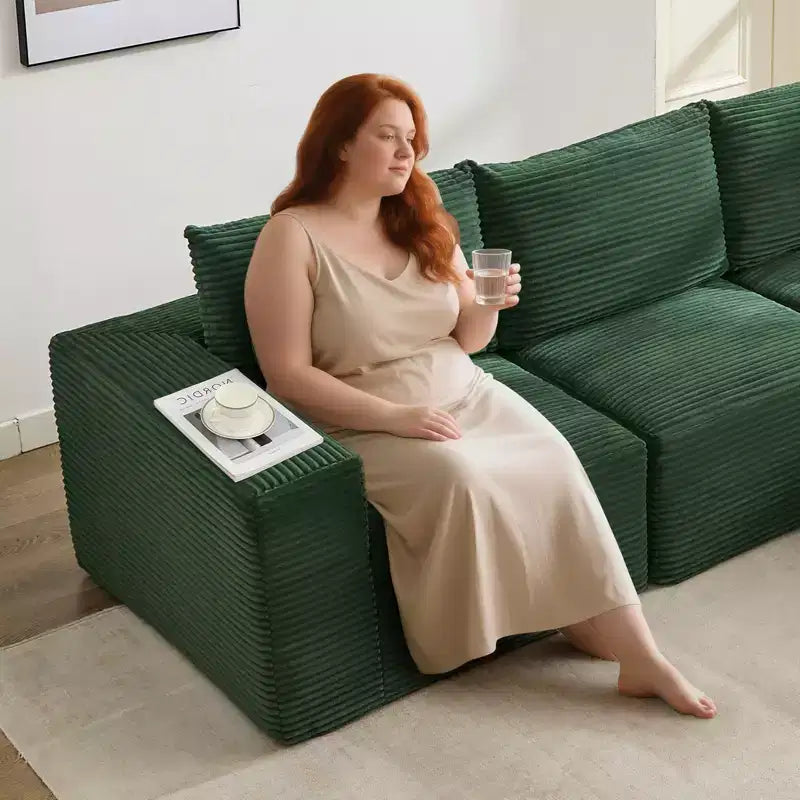 108 Modern Sofa Couch, 3 Seater Upholstered L Shaped Sofa with Pillows, Deep Seat Sofa, No Assembly Required